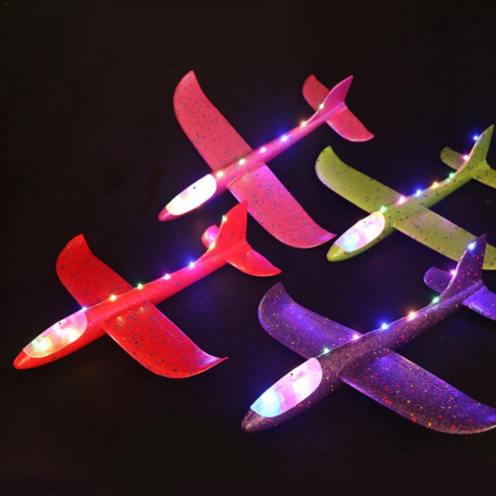 Children Led Airplane Hand Launch Throwing Glider Aircraft Inertial Airplane Toy Plane Model Random Color