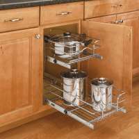 Amazon hot stainless steel pull out two tier wire drawer basket for kitchen cabinet