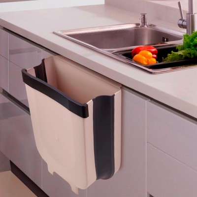 Folding Waste Bin Kitchen Cabinet Door  Trash Bin Trash Can Wall Mounted Trashcan for Bathroom Toilet Waste Storage car Ashcan