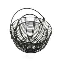 Round Metal Wire Egg Baskets Wire Fruit Baskets with Handle Country Vintage Style Storage Baskets. Matt Black, Set of 2