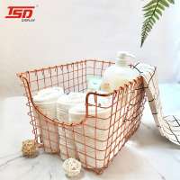 free sample Kitchen Cabinets Bathroom  Rose gold Metal Wire mesh  storage  laundry  baskets